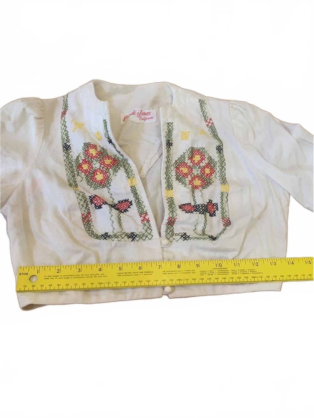 Vintage Andi Jones California Embroidered White Crop Jacket - Picture 8 of 9